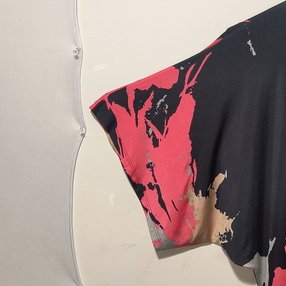 Nine West Women's 10 Pink & Black Abstract Paint Draped Neckline Mini Dress - Picture 7 of 11